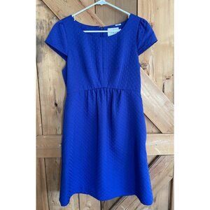 Anthropologie HD in Paris Dress Size 8 Womens Blue Purple Puffed Cap Sleeve